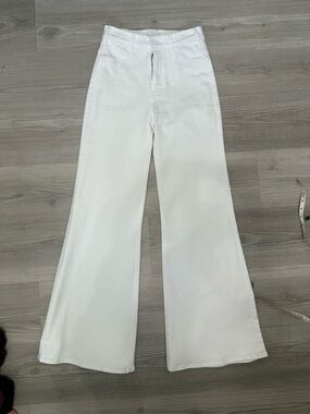MOTHER High Rise Flare Jeans White Wide Leg